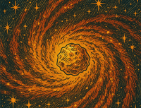 Ilustración de supernova dorada